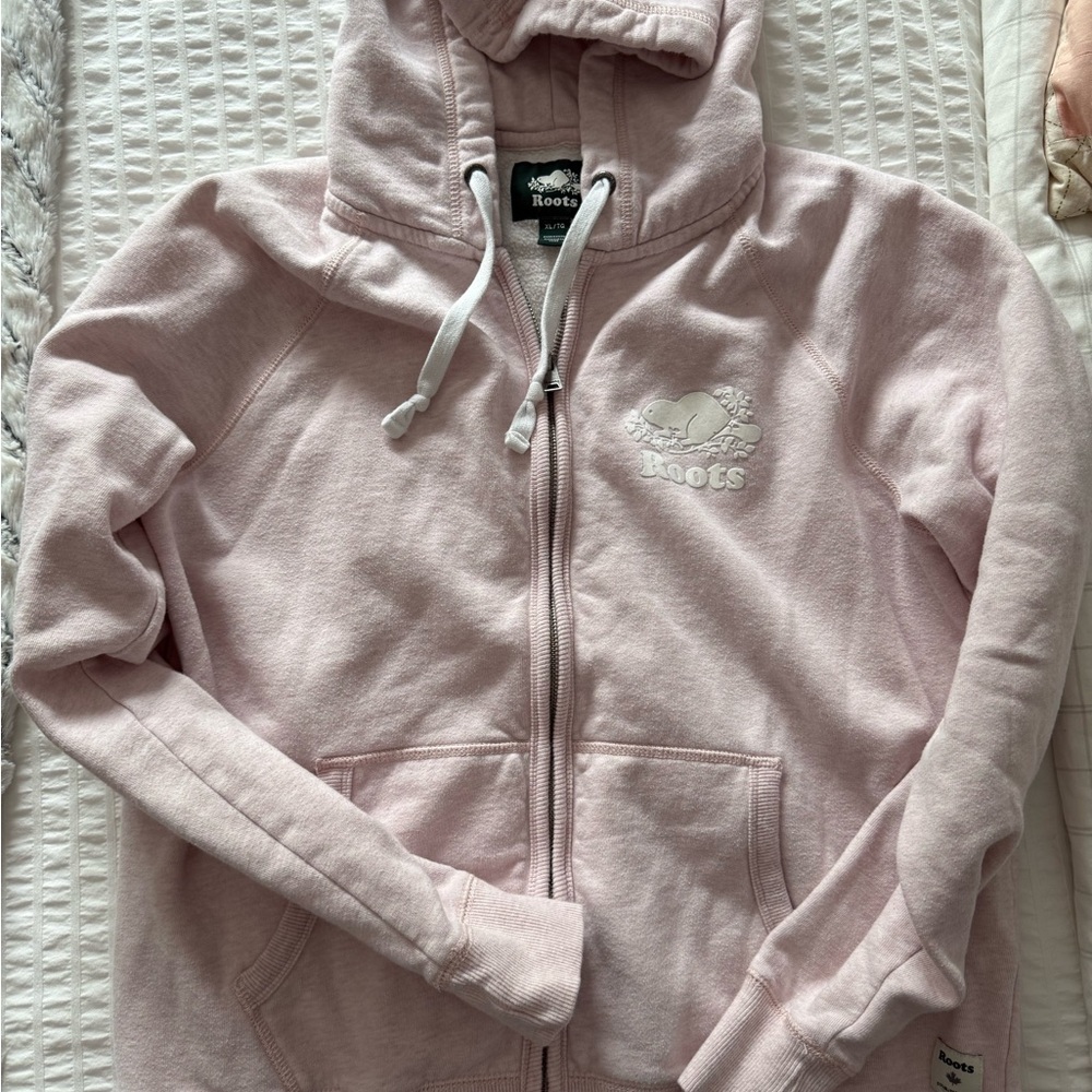 Roots Women's Light Pink Full-Zip Hoodie